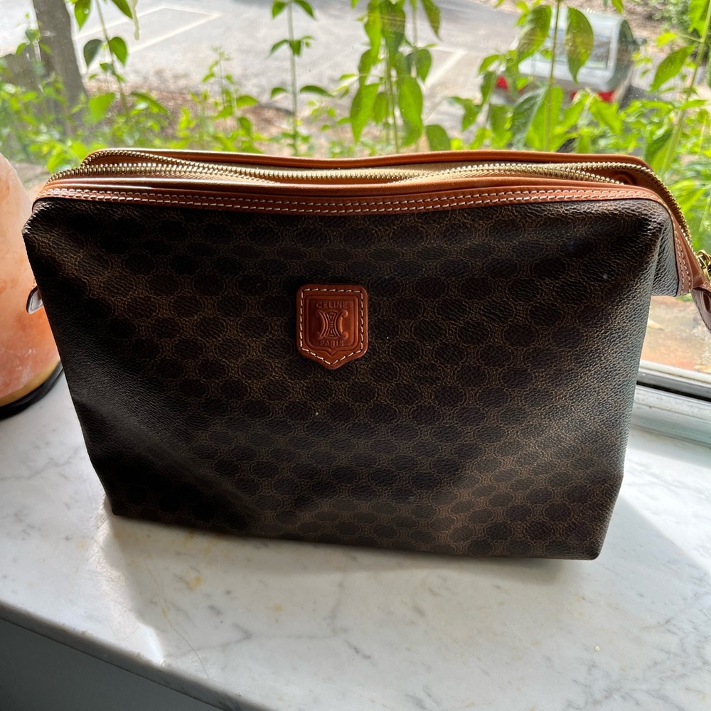 Celine Brown Toiletry Bag with Monogram Design